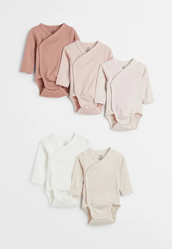 H & M - 5-pack omlottbody - Rosa