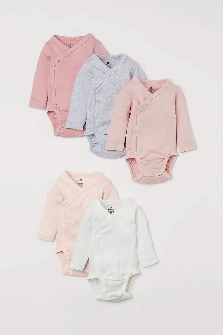 H & M - 5-pack omlottbody - Rosa