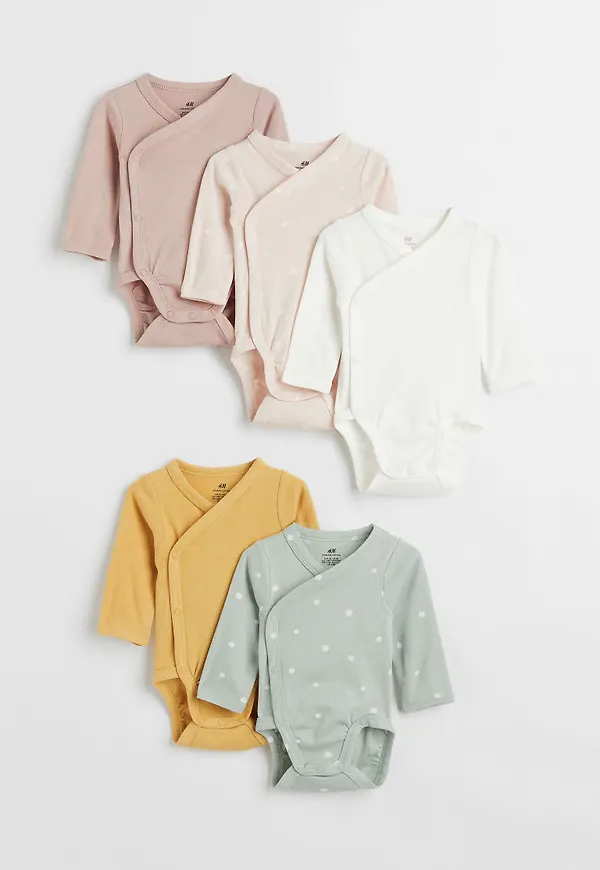 H & M - 5-pack omlottbody - Rosa