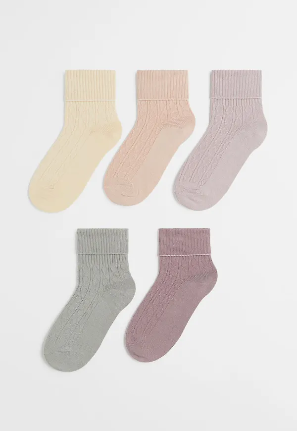 H & M - 5-pack strumpor i pointelle - Lila