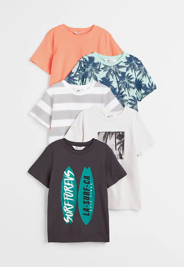H & M - 5-pack t-shirt - Turkos
