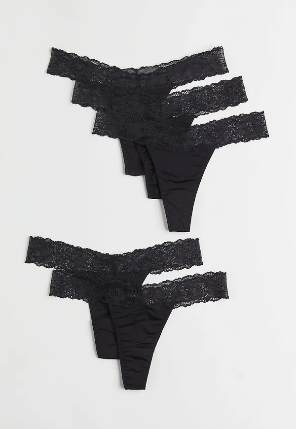H & M - 5-pack trosa thong - Svart