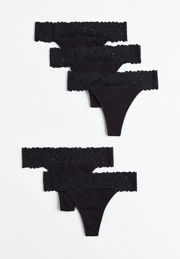 H & M - 5-pack trosa thong i trikå - Svart