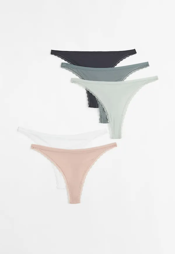 H & M - 5-pack trosa thong i trikå - Turkos