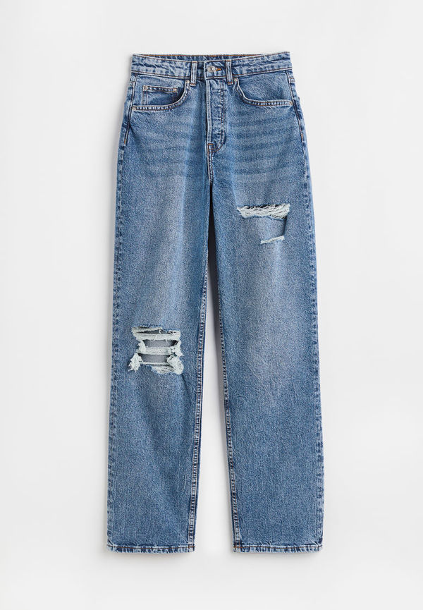 H & M - 90's Straight High Jeans - Blå