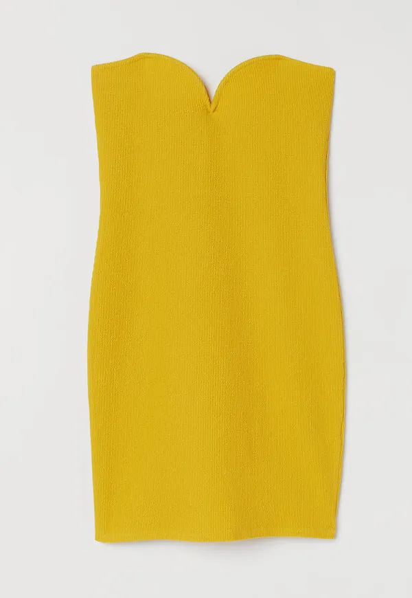 H & M - Axelbandslös klänning - Gul