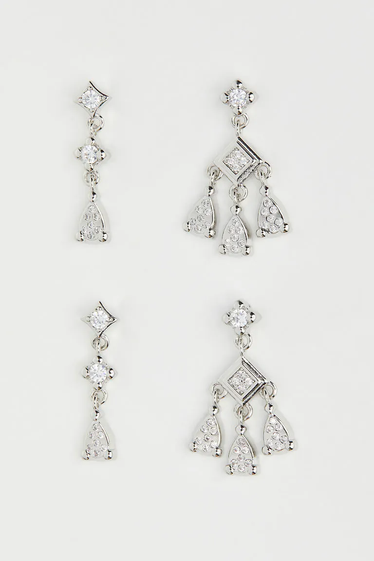 H & M - Bezel Charm Studs Örhängen - Silver