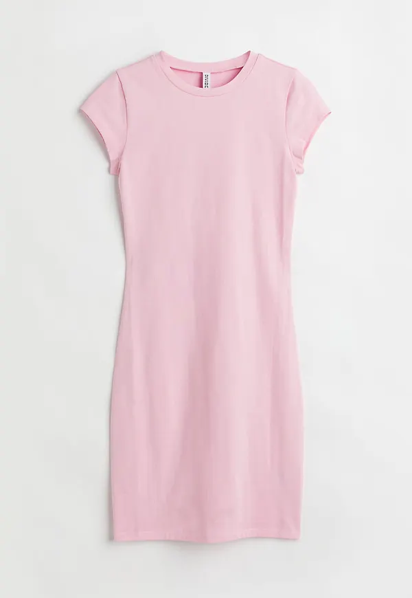 H & M - Bodycon-klänning i bomull - Rosa