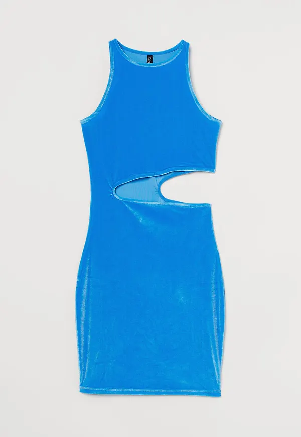 H & M - Bodycon-klänning i velour - Blå