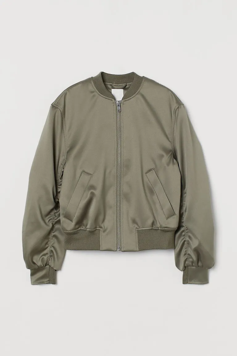H & M - Bomberjacka i satin - Grön