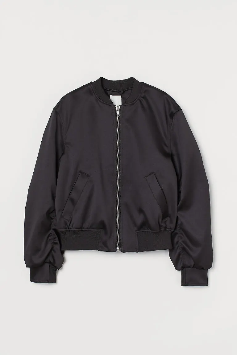 H & M - Bomberjacka i satin - Svart