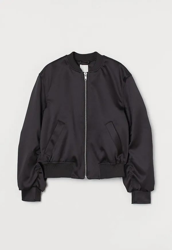 H & M - Bomberjacka i satin - Svart