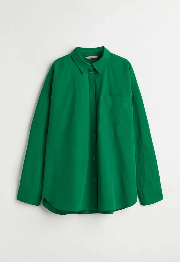 H & M - Bomullsskjorta - Grön