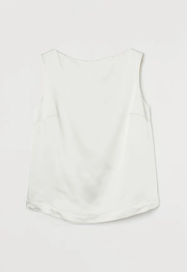 H & M - Båtringad satintopp - Vit