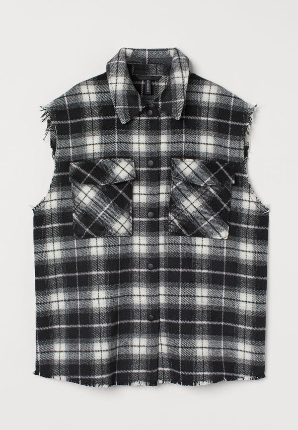 H & M - Checked sleeveless shirt - Svart