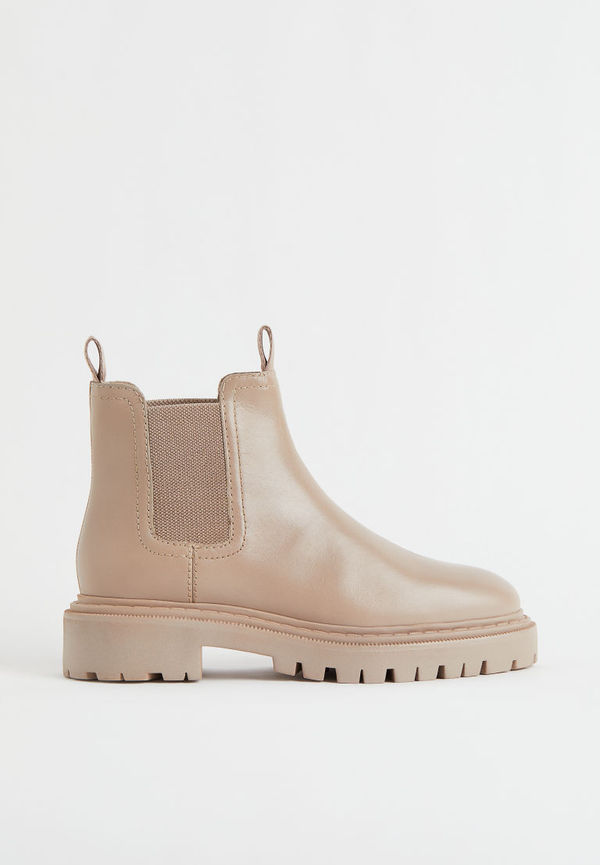 H & M - Chelseaboots i läder - Beige