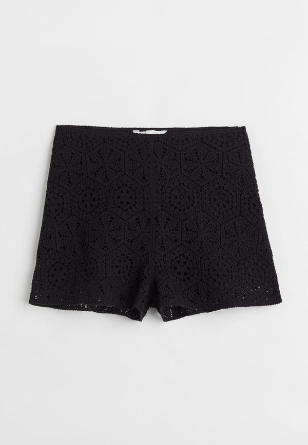 H & M - Crocheted lace shorts - Svart