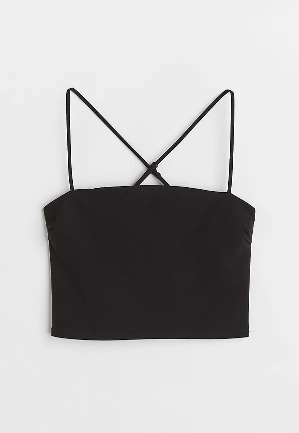 H & M - Croppad bandeau-topp - Svart