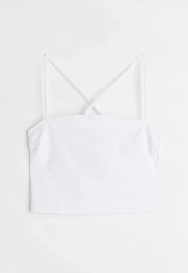 H & M - Croppad bandeau-topp - Vit