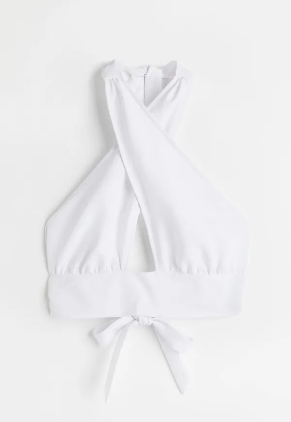 H & M - Croppad halterneck-topp - Vit