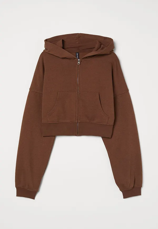 H & M - Croppad huvtröja - Beige