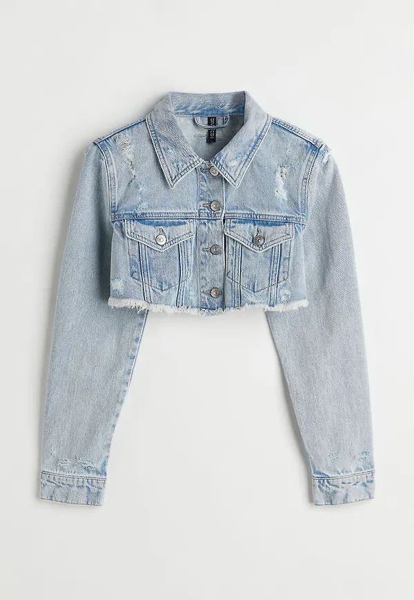 H & M - Croppad jeansjacka - Blå