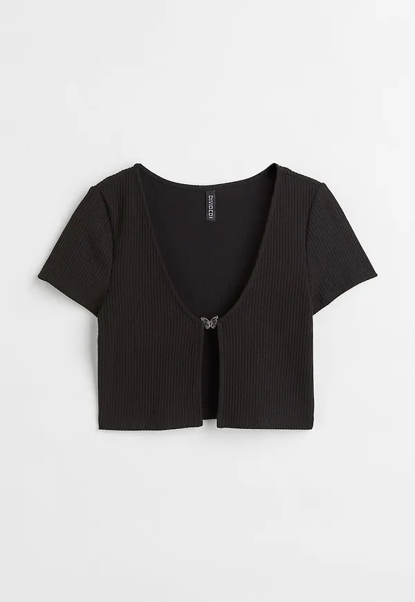 H & M - Croppad kofta - Svart