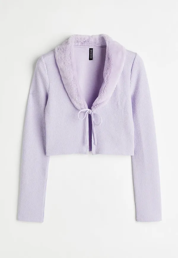 H & M - Croppad kofta med knytband - Lila