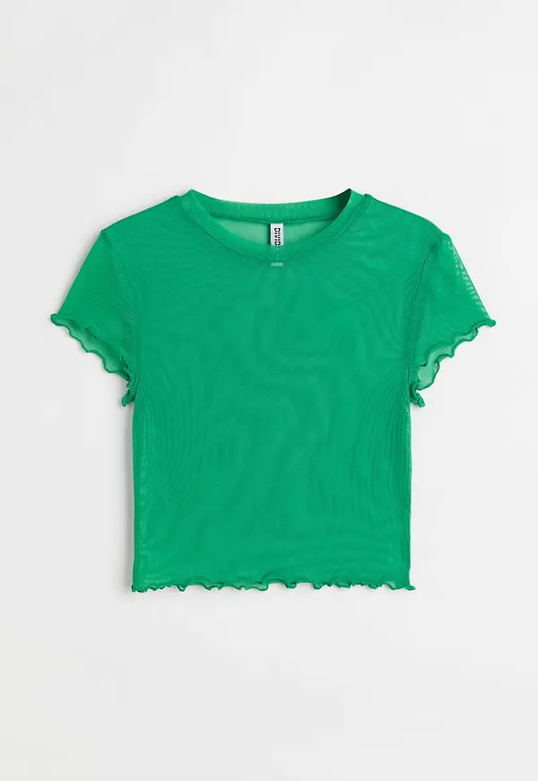 H & M - Croppad meshtopp - Grön