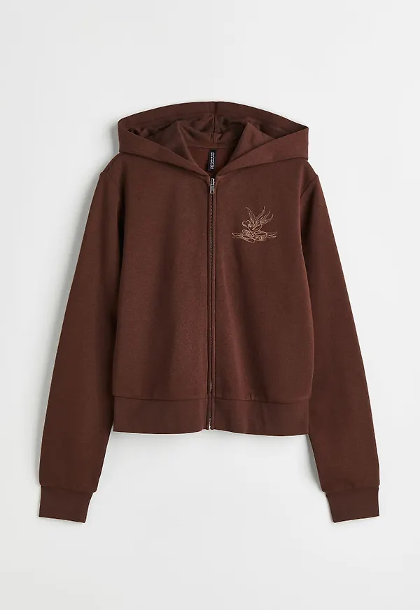 H & M - Croppad munkjacka - Brun