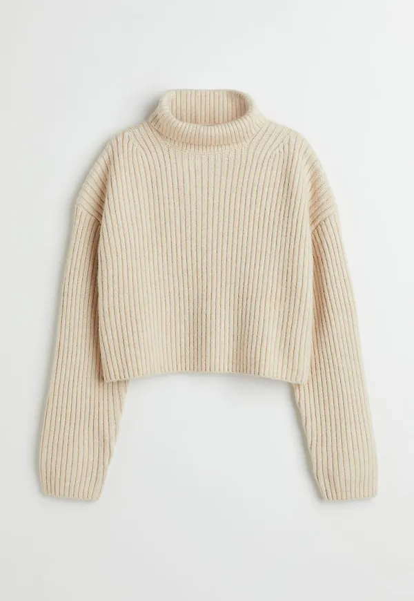 H & M - Croppad polotröja - Beige
