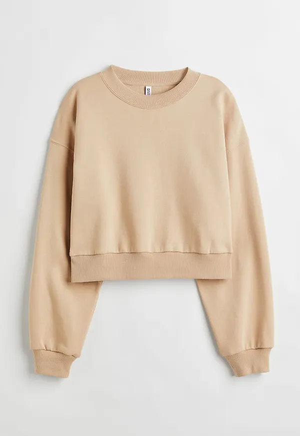 H & M - Croppad sweatshirt - Beige
