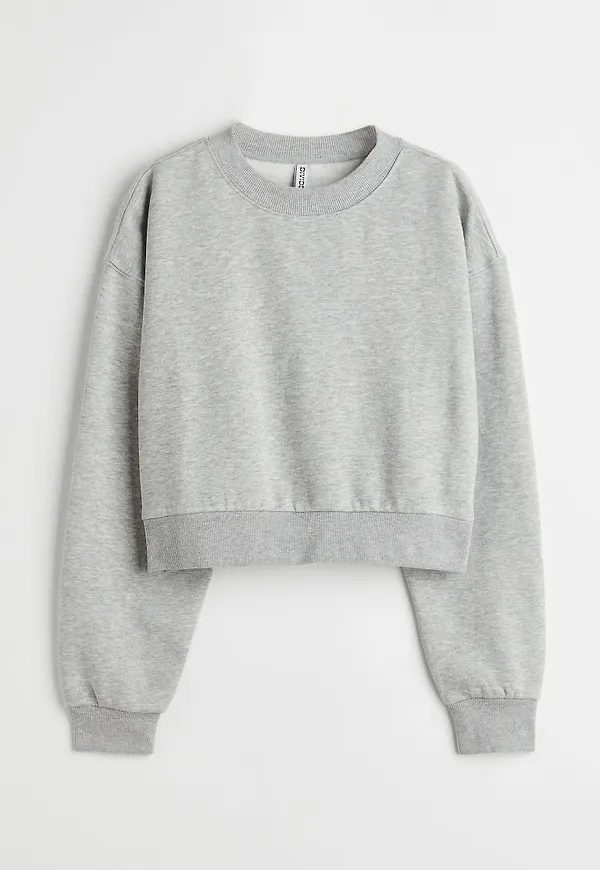 H & M - Croppad sweatshirt - Grå
