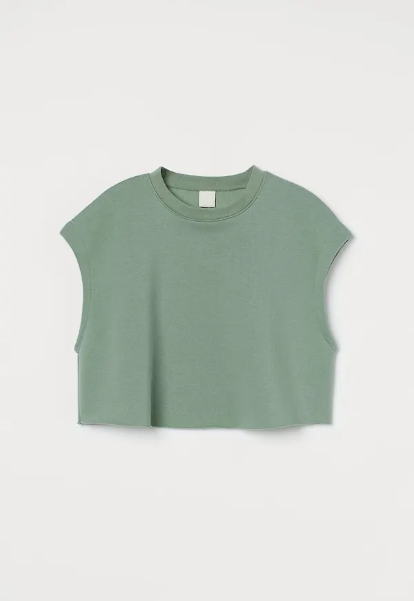 H & M - Croppad sweatshirt - Grön