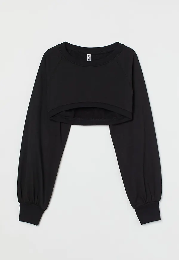 H & M - Croppad sweatshirt - Svart
