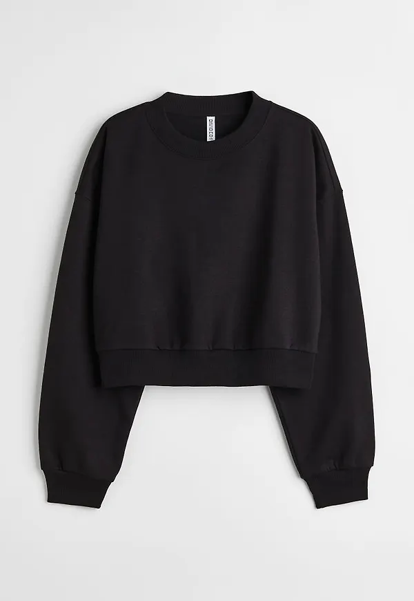 H & M - Croppad sweatshirt - Svart