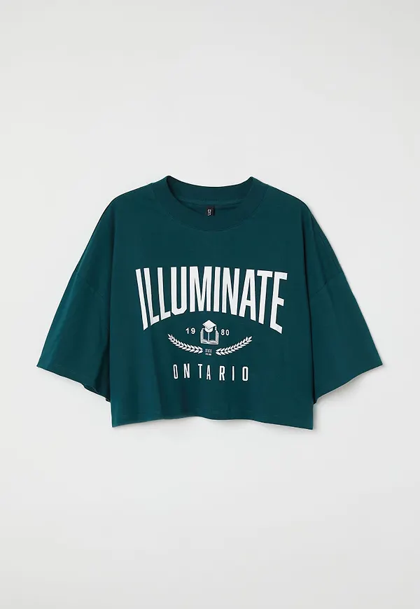 H & M - Croppad t-shirt - Grön