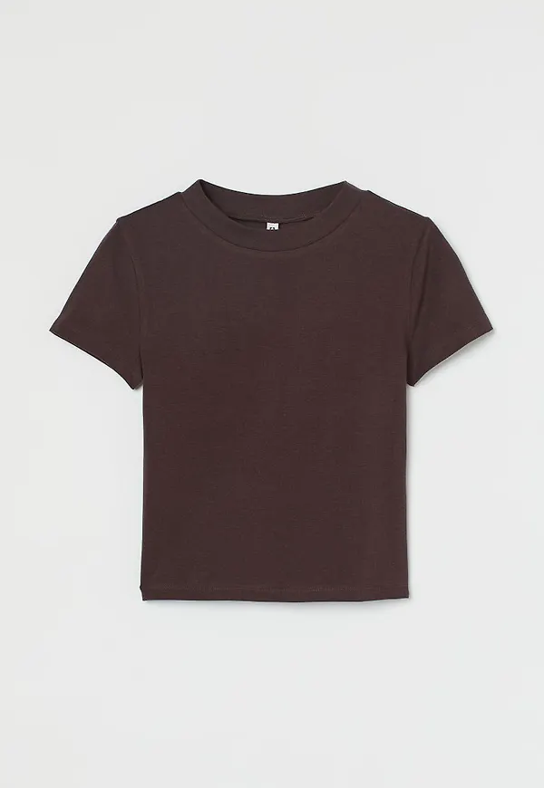 H & M - Croppad topp - Brun