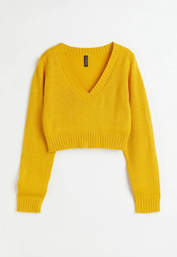 H & M - Croppad tröja - Gul