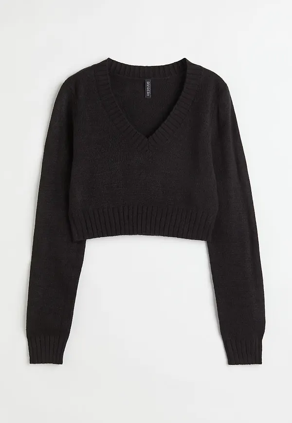 H & M - Croppad tröja - Svart