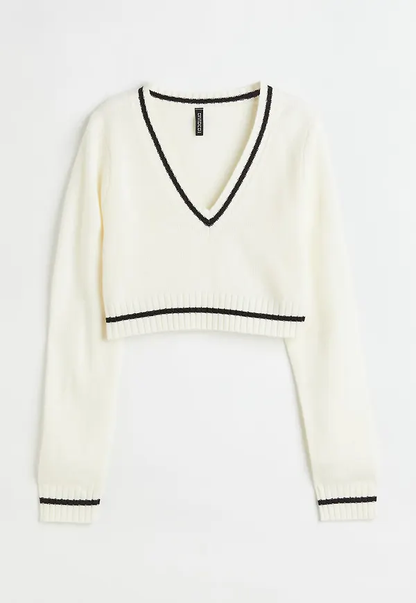 H & M - Croppad tröja - Vit