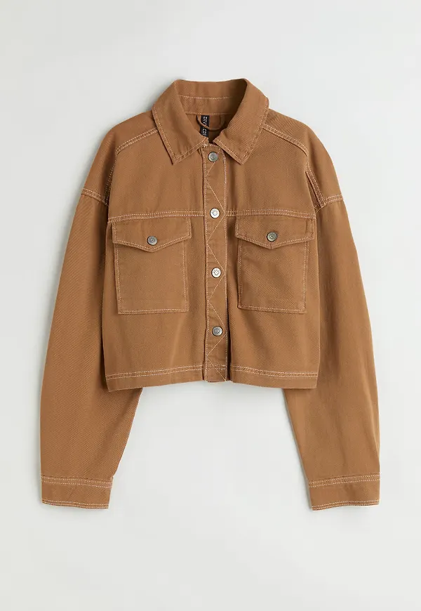 H & M - Croppad twilljacka - Beige