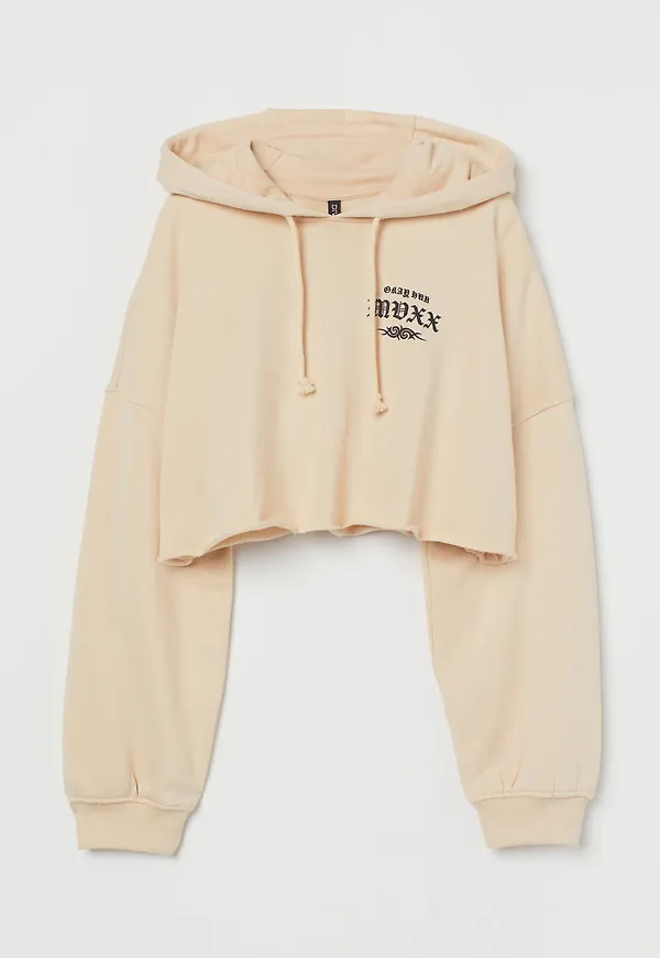 H & M - Cropped hoodie - Beige