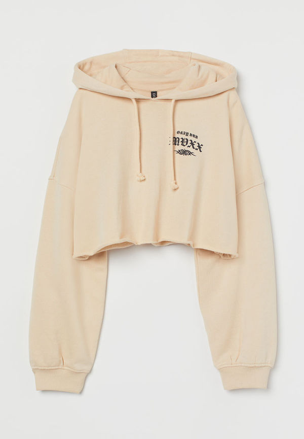 H & M - Cropped hoodie - Beige