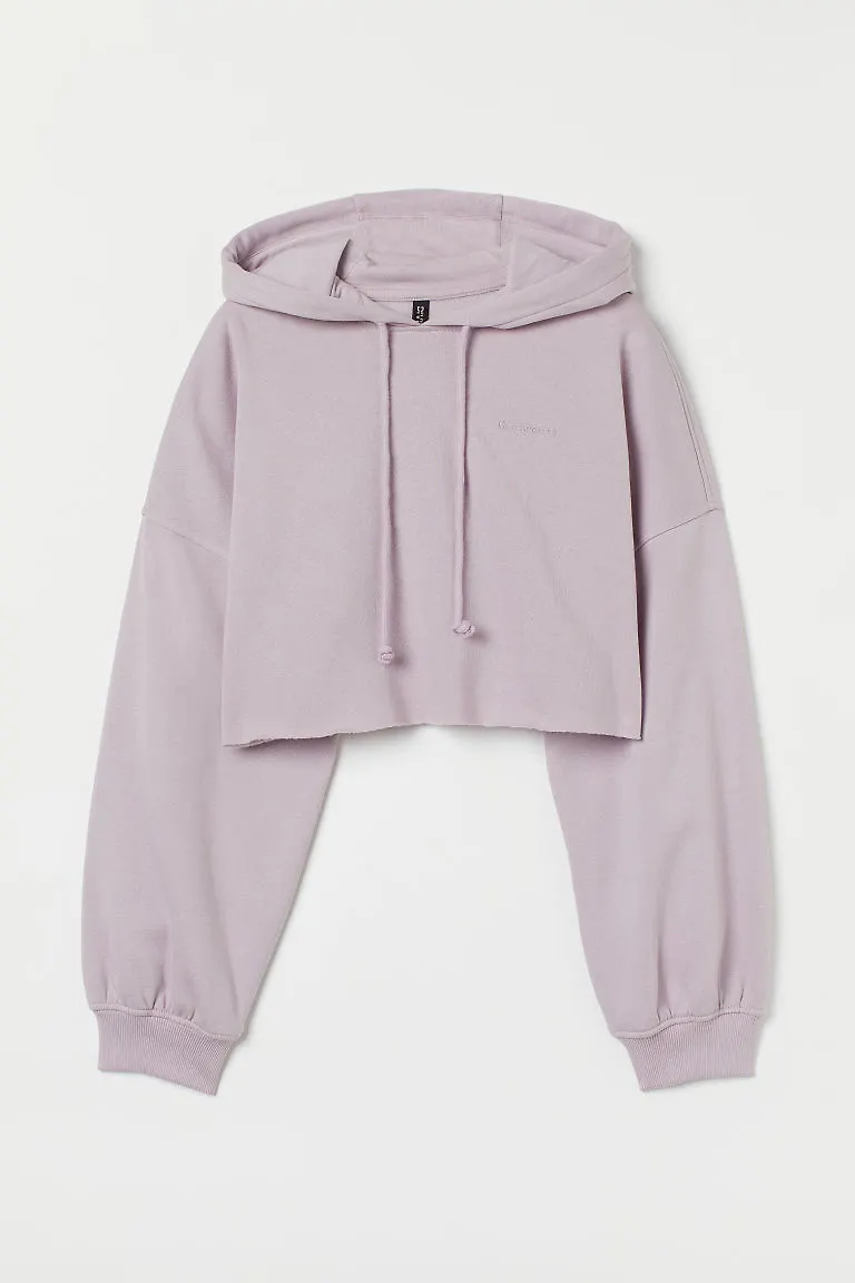 H & M - Cropped hoodie - Lila