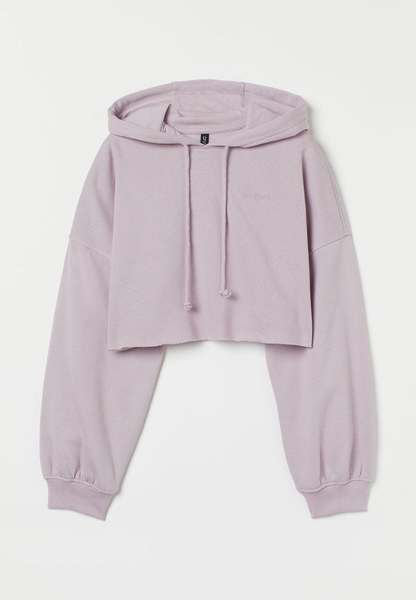 H & M - Cropped hoodie - Lila