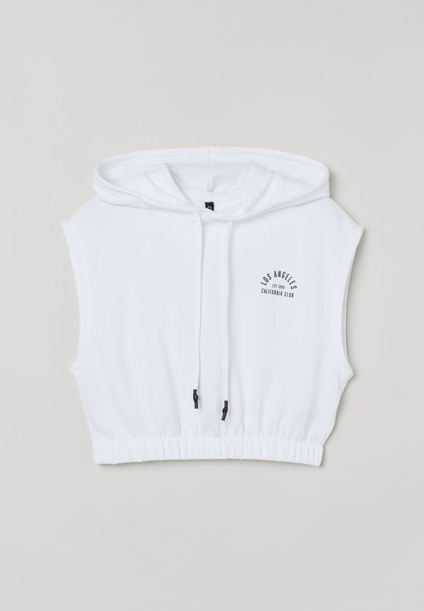 H & M - Cropped hoodie - Vit