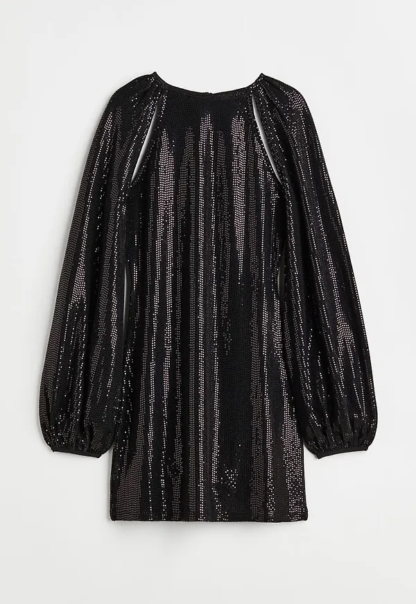 H & M - Cut out-klänning med paljetter - Svart
