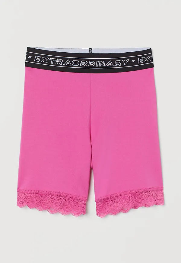 H & M - Cykelbyxa med spets - Rosa