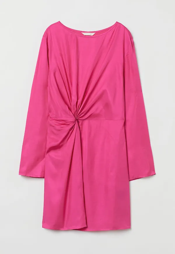 H & M - Draperad klänning - Rosa